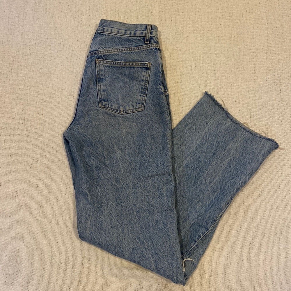 Wide Leg Zara Jeans with rips in knees high waisted